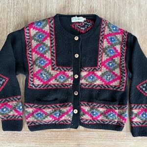 Vintage L.L. Bean Women’s Aztec Fair Isle Wool Cardigan Sweater